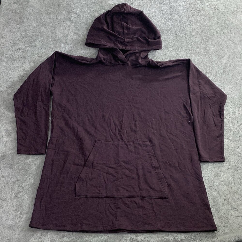 Eileen Fisher Hoodie Women’s Small Tencel Blend Oversize Fit Burgundy Pullover